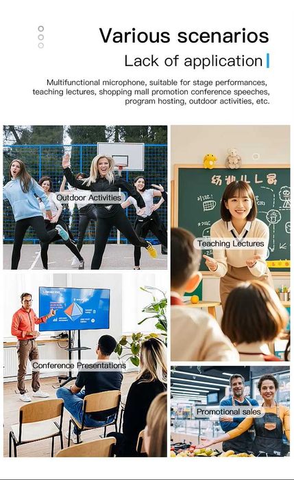 2.4G Microfone Sem Fio para Amplificação de Áudio Bluetooth