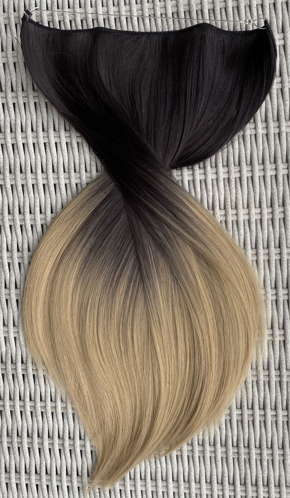 Włosy doczepiane naturalna czerń / blond /ombre włosy na żyłce ( 461 )