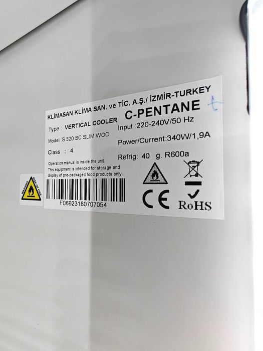 Szafa witryna lodówka Barowa Sklepowa Witryna Chłodnicza Slim 45 cm