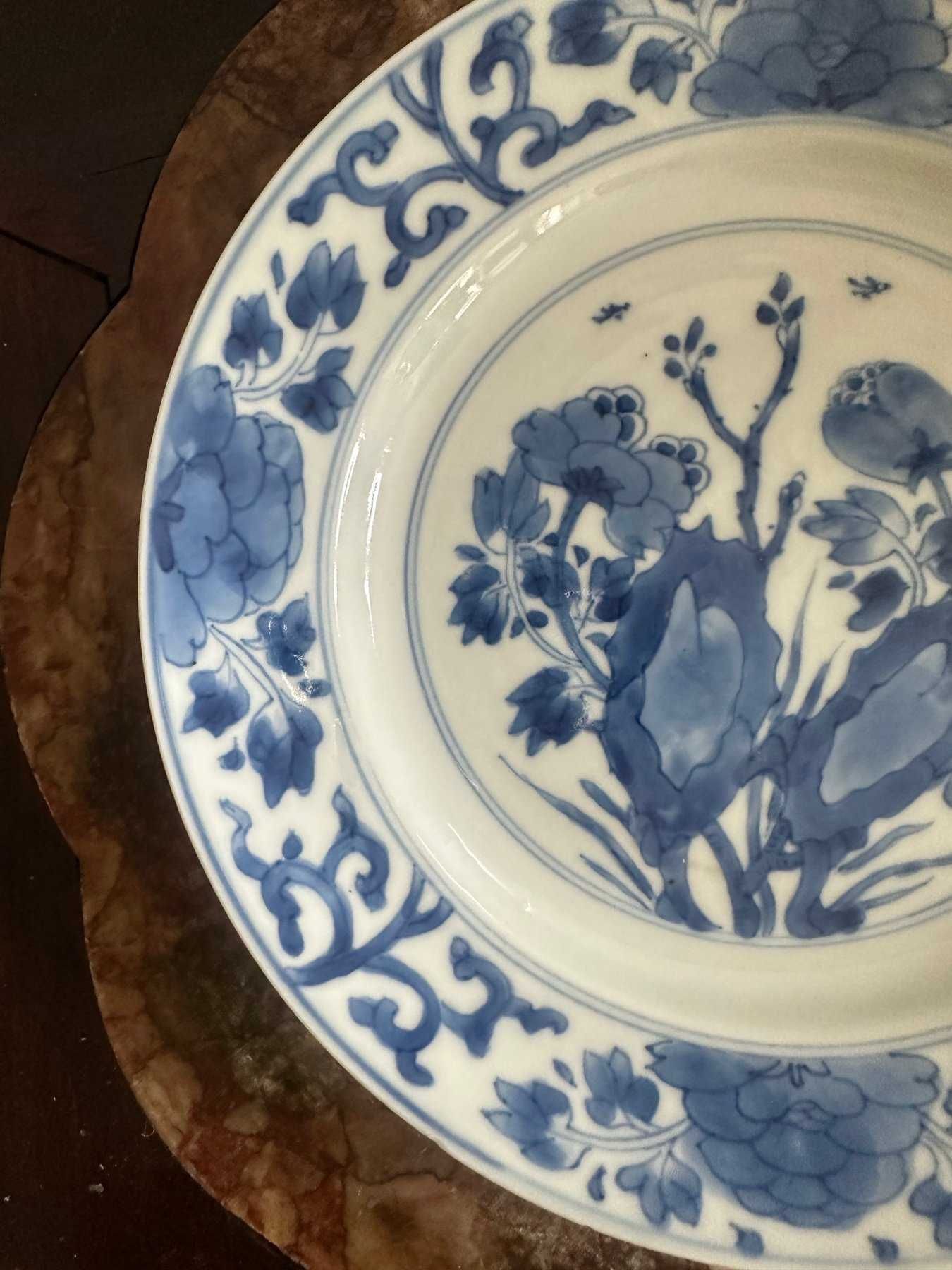 Prato de Porcelana Chinesa dec azul e branco, porcelana de exportação