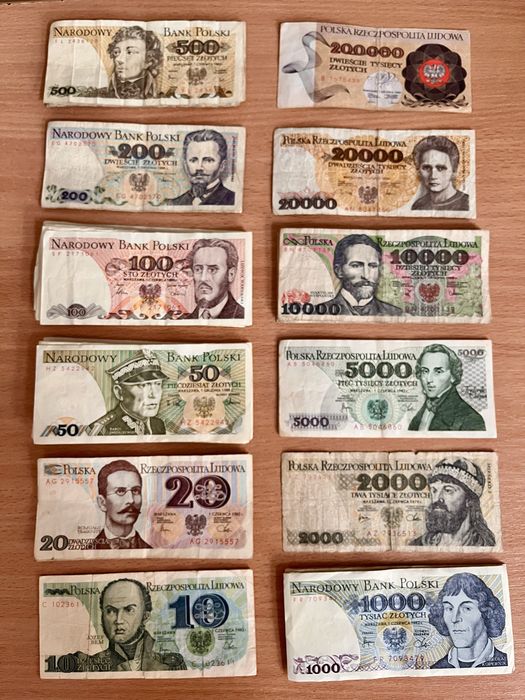 Zestaw polskich banknotów lata 29-1948 & PRL / 1 - 200.000 zł