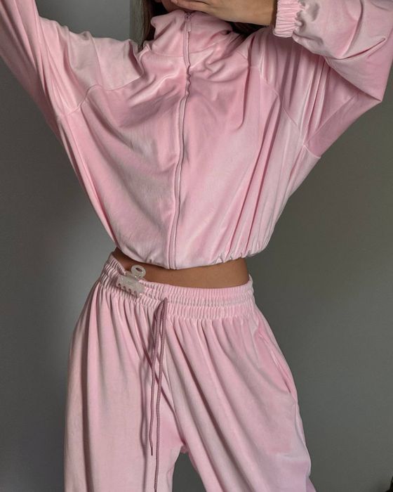 Спортивный костюм женский худи штаны топ велюровый зипка zara el milas