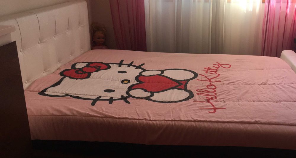 Edredão com almofadas de Criança Menina Dupla Face Cama Casal