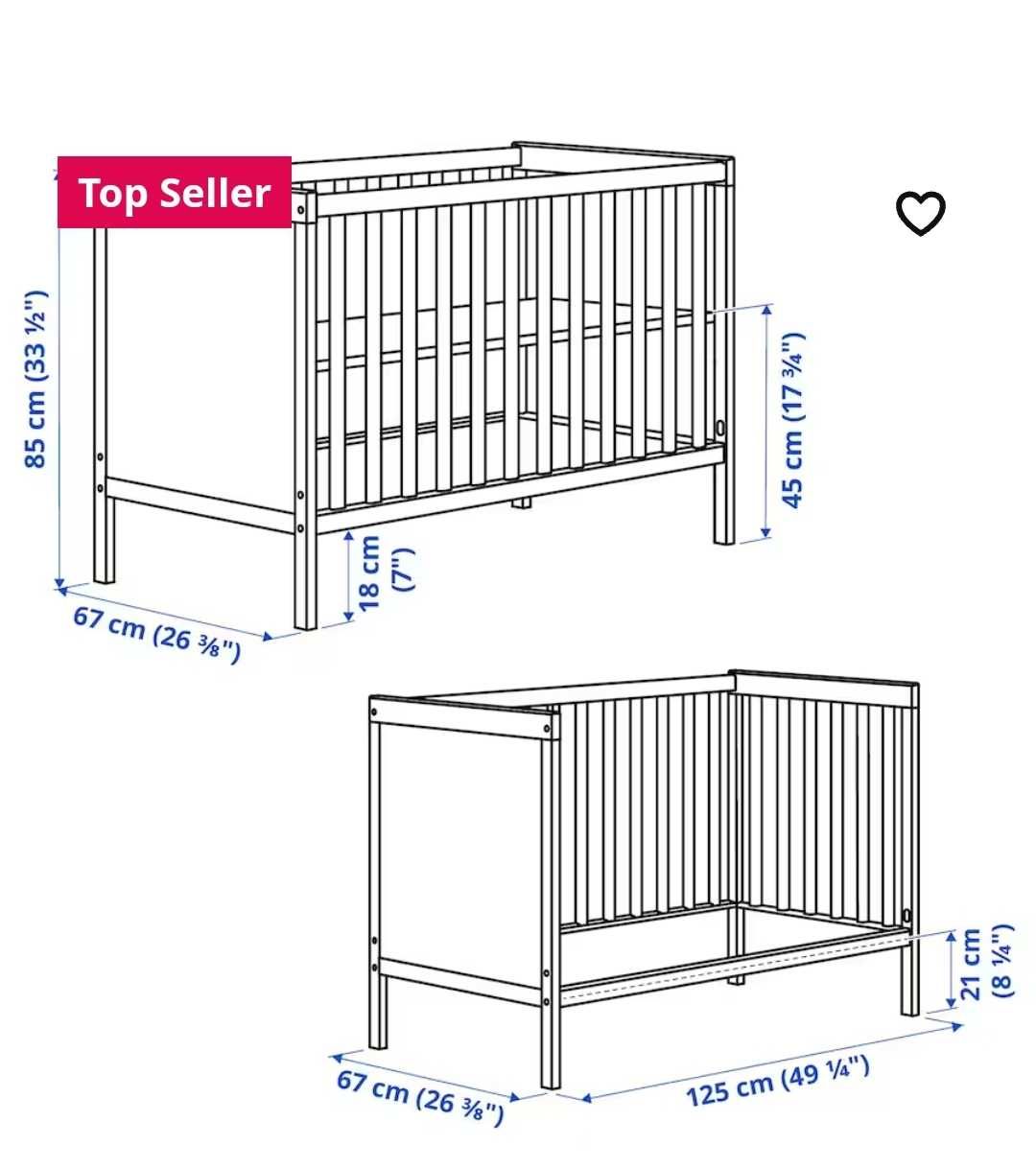 Ikea SUNDVIK białe łóżeczko dziecięce, 60x120cm, używane Włochy