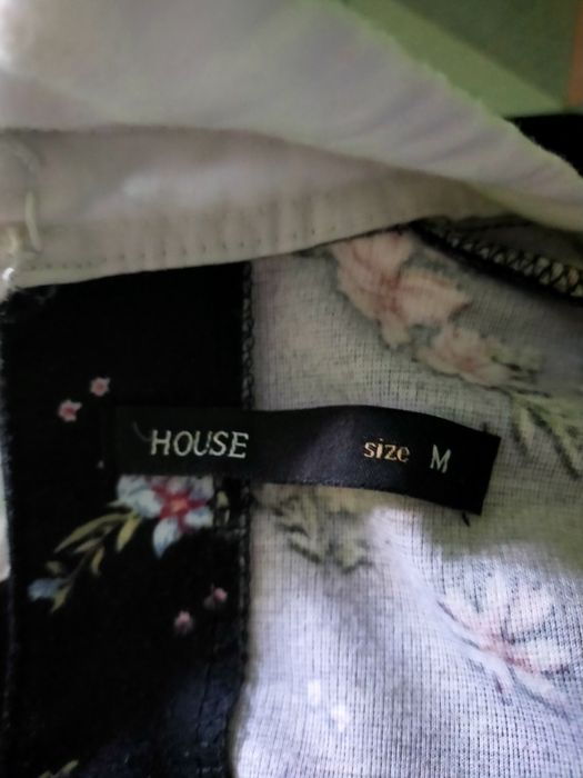 Sukienka 38 House z kołnierzykiem pensjonarka kwiatki