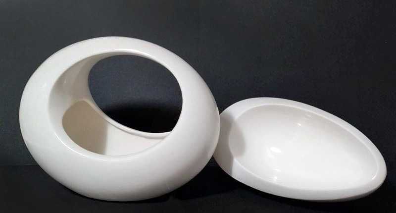 Wielkanoc designerska ceramika biały zestaw 2 elementy 25x20 cm