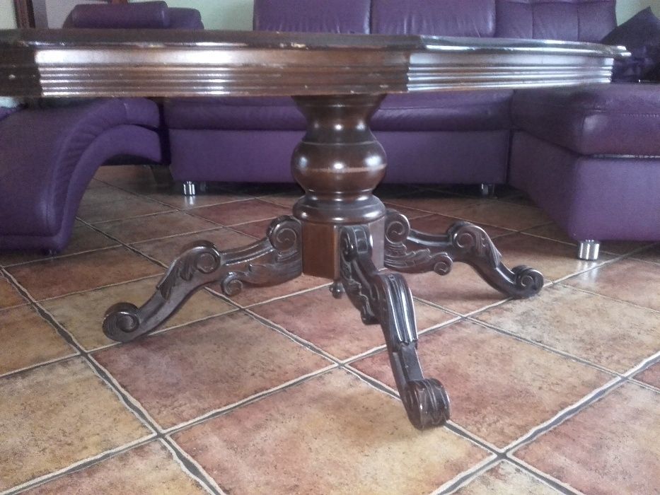 Stół / Ława - Owalny - Drewniany - Rzeźbiony