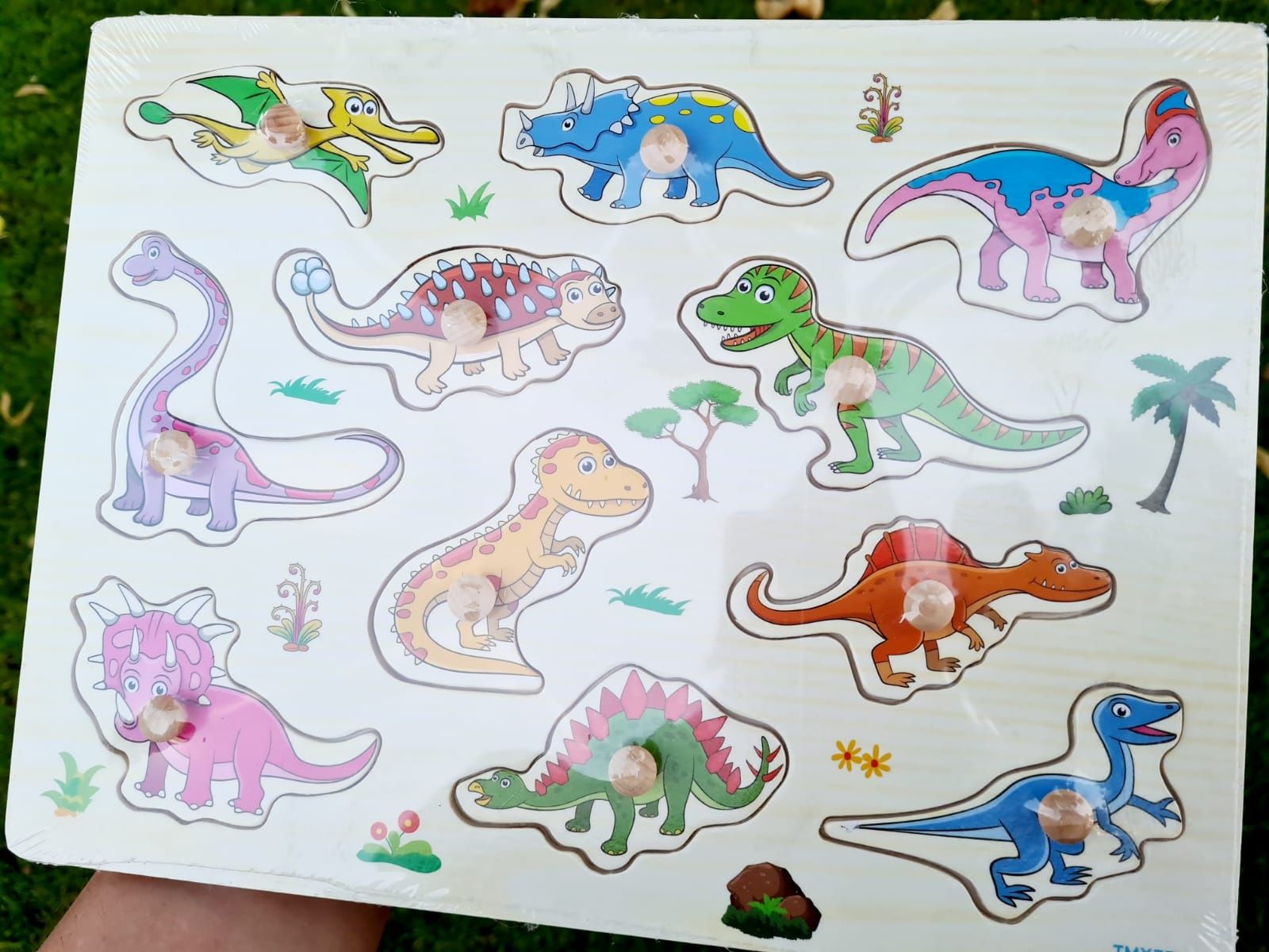 Puzzle drewniane kształty Dinozaury nowe zabawki