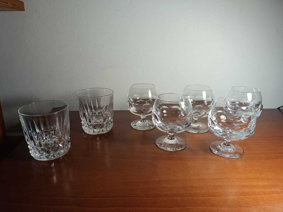 Copos de Cristal Atlantis - 4 Meios-Balão + 2 Copos "old Fashioned"
