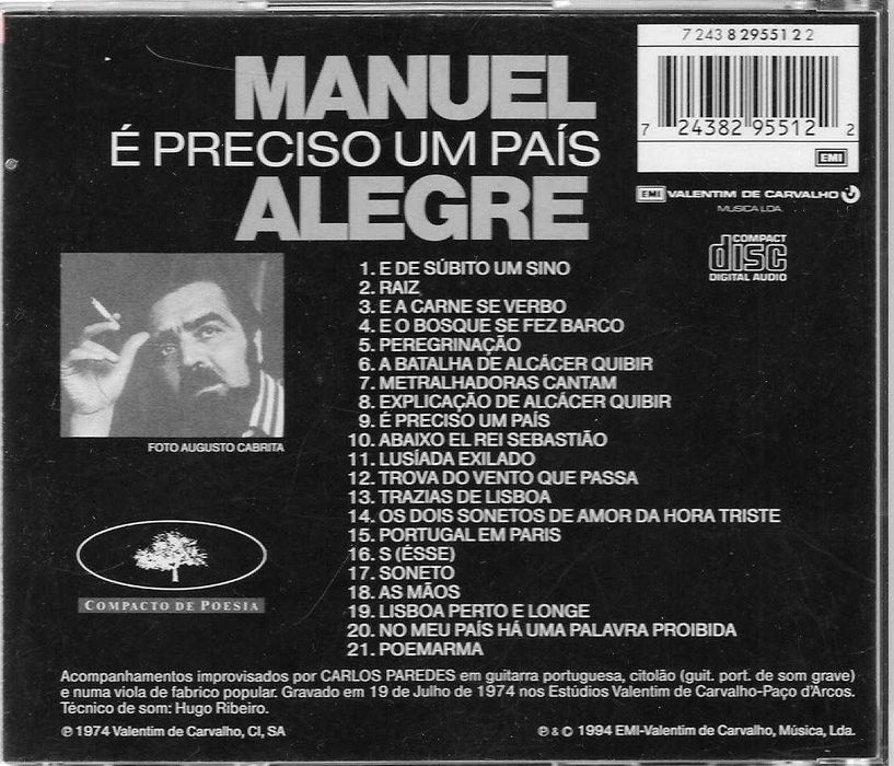 Manuel Alegre com Carlos Paredes - - - - - É Preciso um País - -  - CD