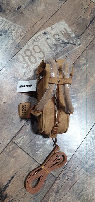 Cudowna karmelowa torebka zamsz do teki na ramię listoniszka elegancka