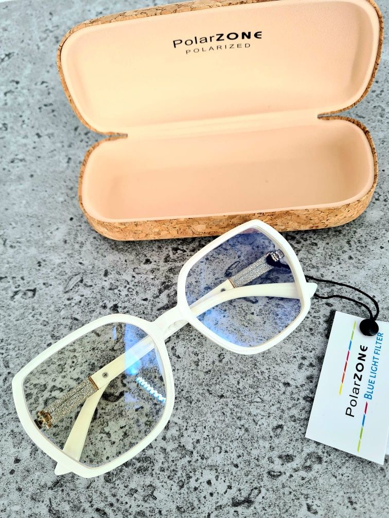 Modne damskie okulary do komputera zerówki marki Polarzone nowe