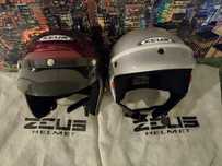 2 kaski srebrny wiśniowy Zeus Helmet rozmiar 57 cm