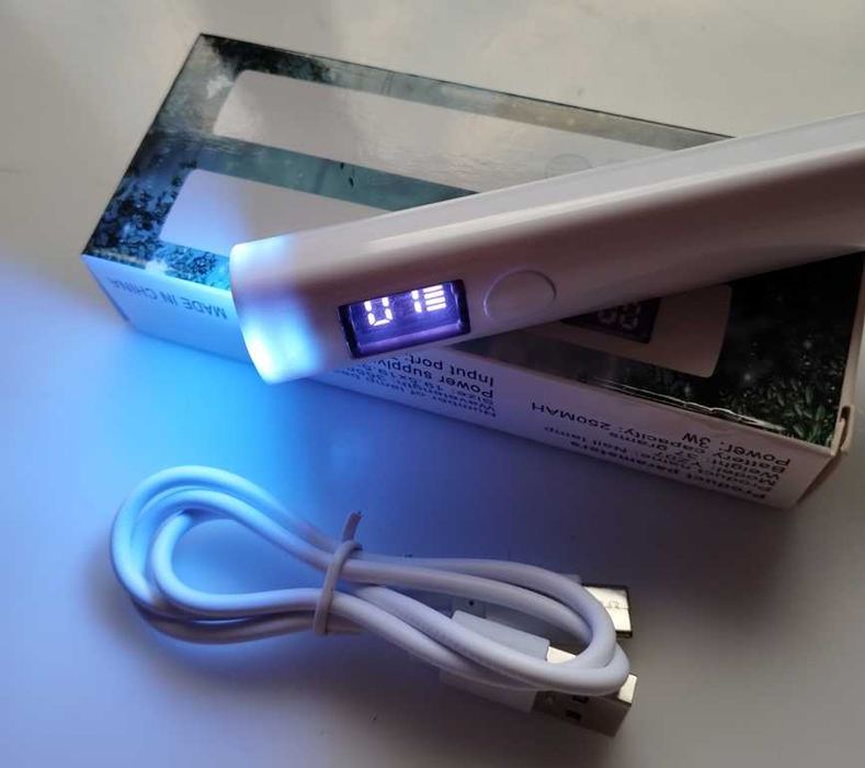 Ліхтарик білий цифровий для гель-лака курюр УФ фонарик UV 3В