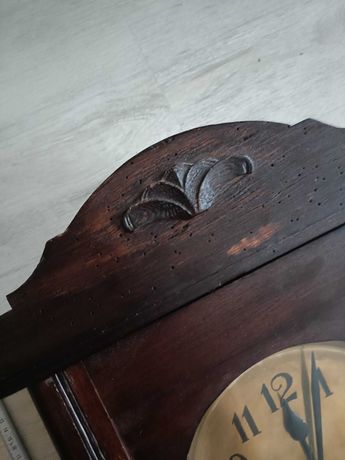 Antyki zegar ścienny drewniany uszkodzony