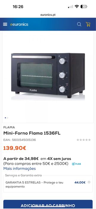 Forno pequeno da marca Flama