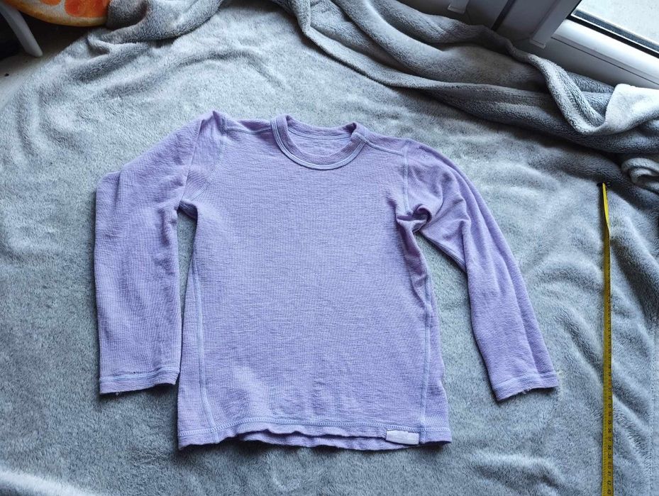 Podkoszulka wełniana, koszulka merino liliowa  122/128