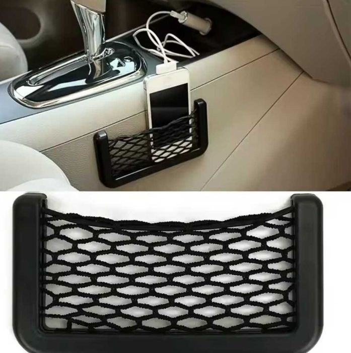 Сетчатая сумка для хранения авто мелочей, держатель для телефона