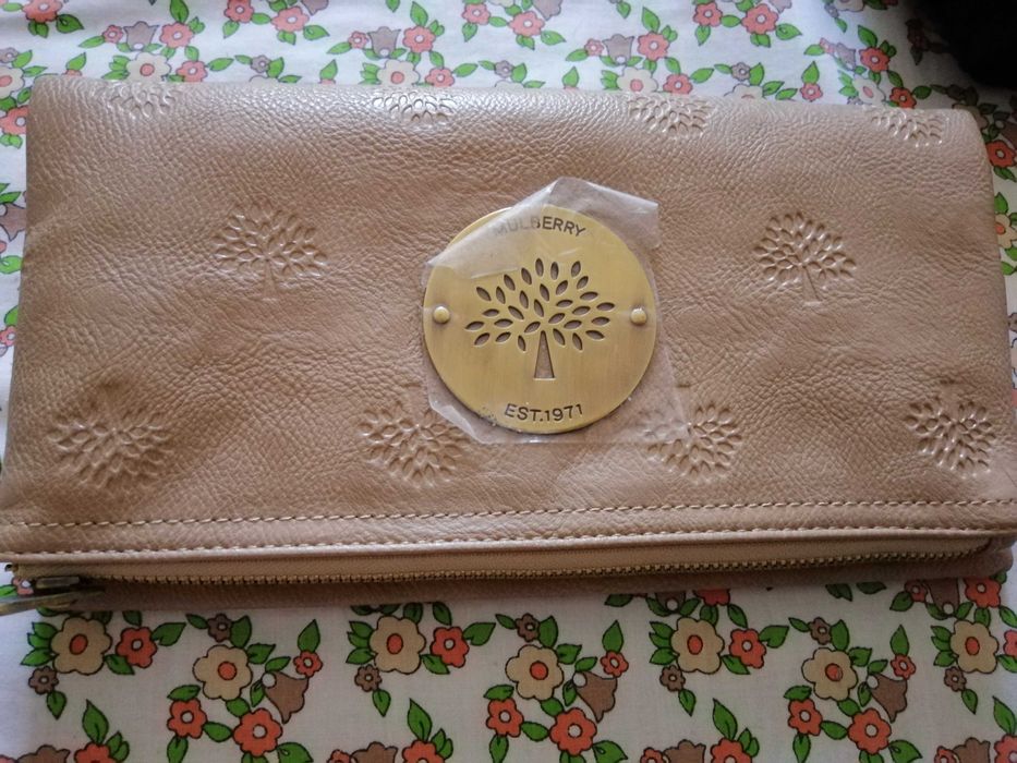 Клатч сумка кросбоді гаманець Mulberry бежевого кольору