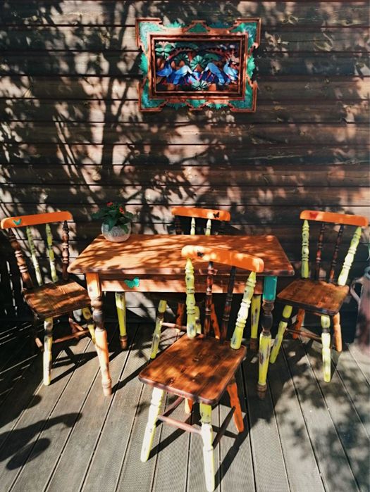 Komplet unikatowych mebli dębowych vintage - handmade Art&Keri