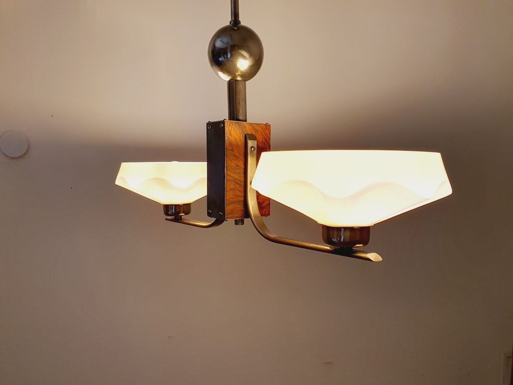 Dwupunktowy Żyrandol Art Deco