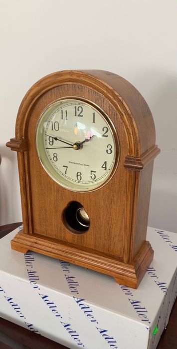 zegar kominkowy drewniany w kolorze dębu rustyk firmy Adler NOWY!