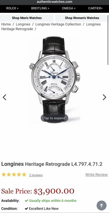 Longines Heritage Retrograde Automatico