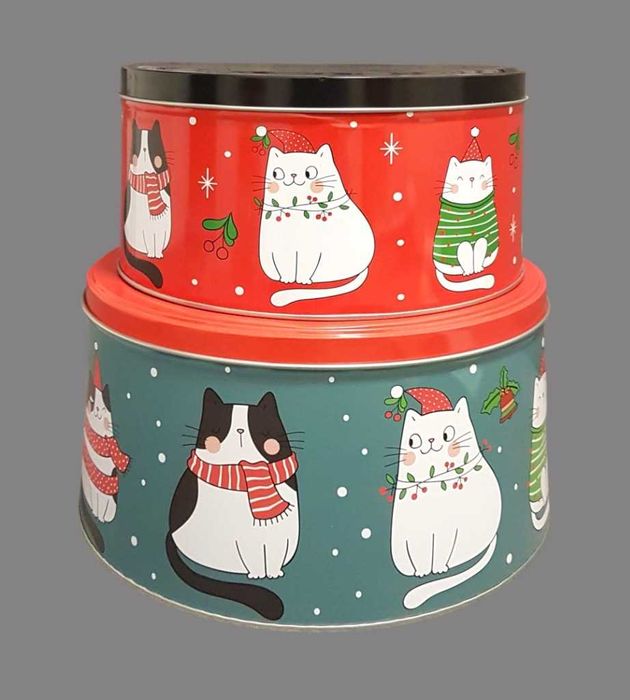 Puszka metalowa świąteczna do przechowywania zestaw 2 szt