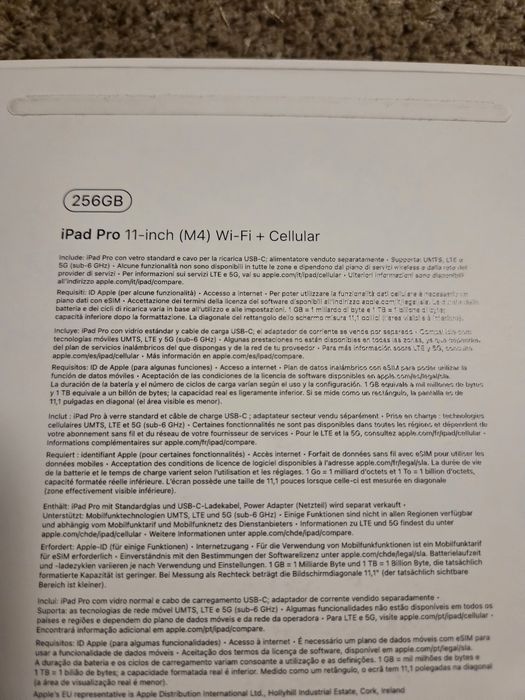 iPad Pro 11 M4 256GB WiFi+5G como novo