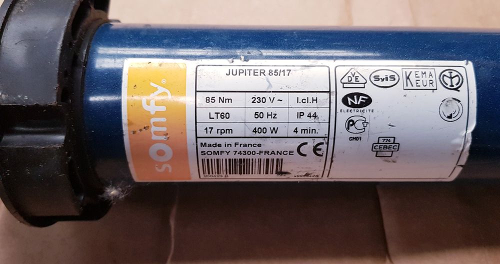 Napęd rolety markizy rurowy Somfy Jupiter/Titan/Orion LT60 NOWE