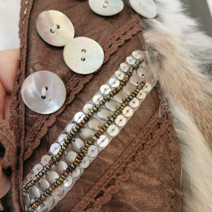Kamizelka bezrekawnik naturalne futro z królika Cuture real fur boho