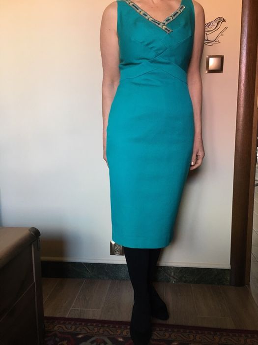 Sukienka S Marks Spencers piękny kolor, oryginalne wykończenia