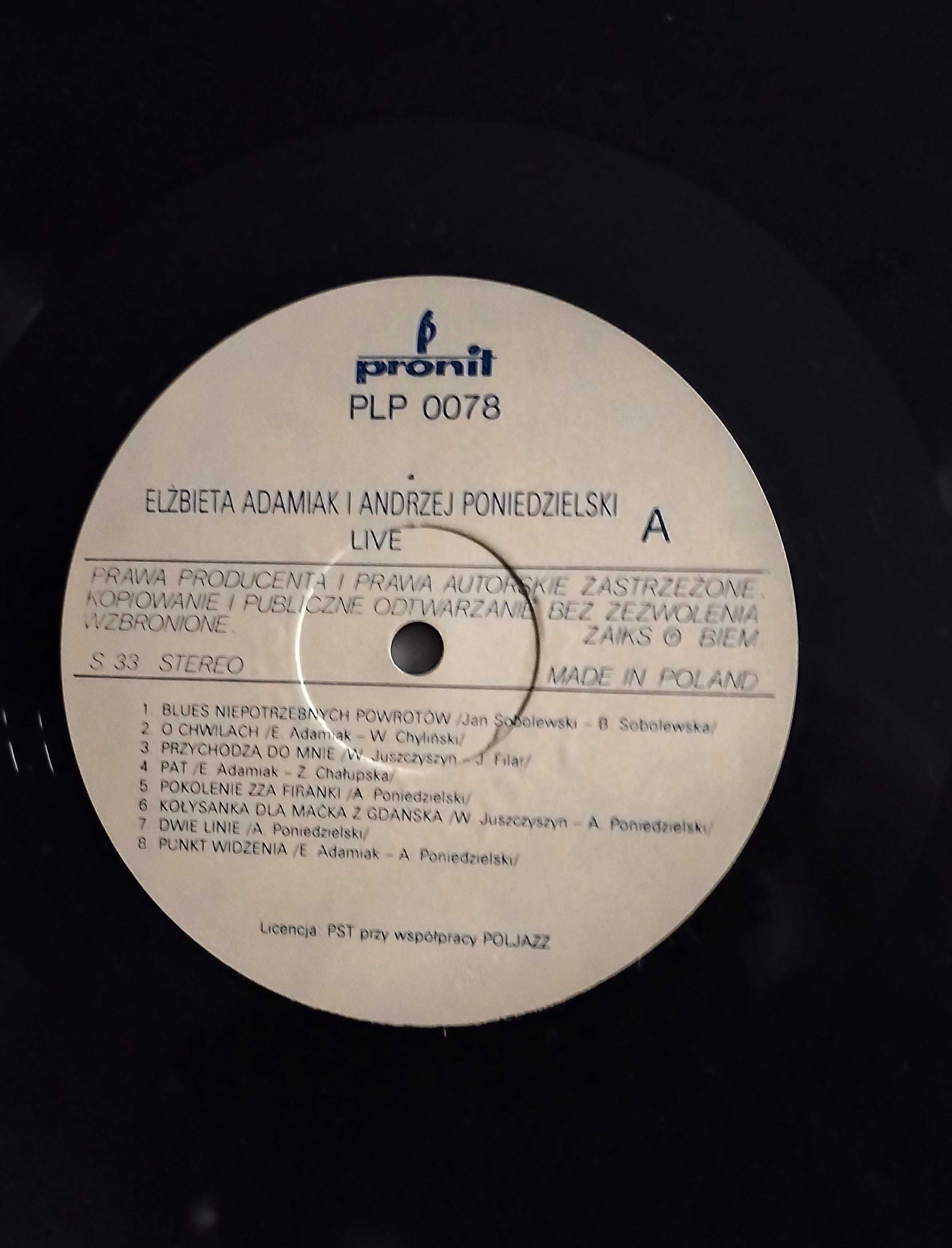 Elżbieta Adamiak & Andrzej Poniedzielski - Live Lp