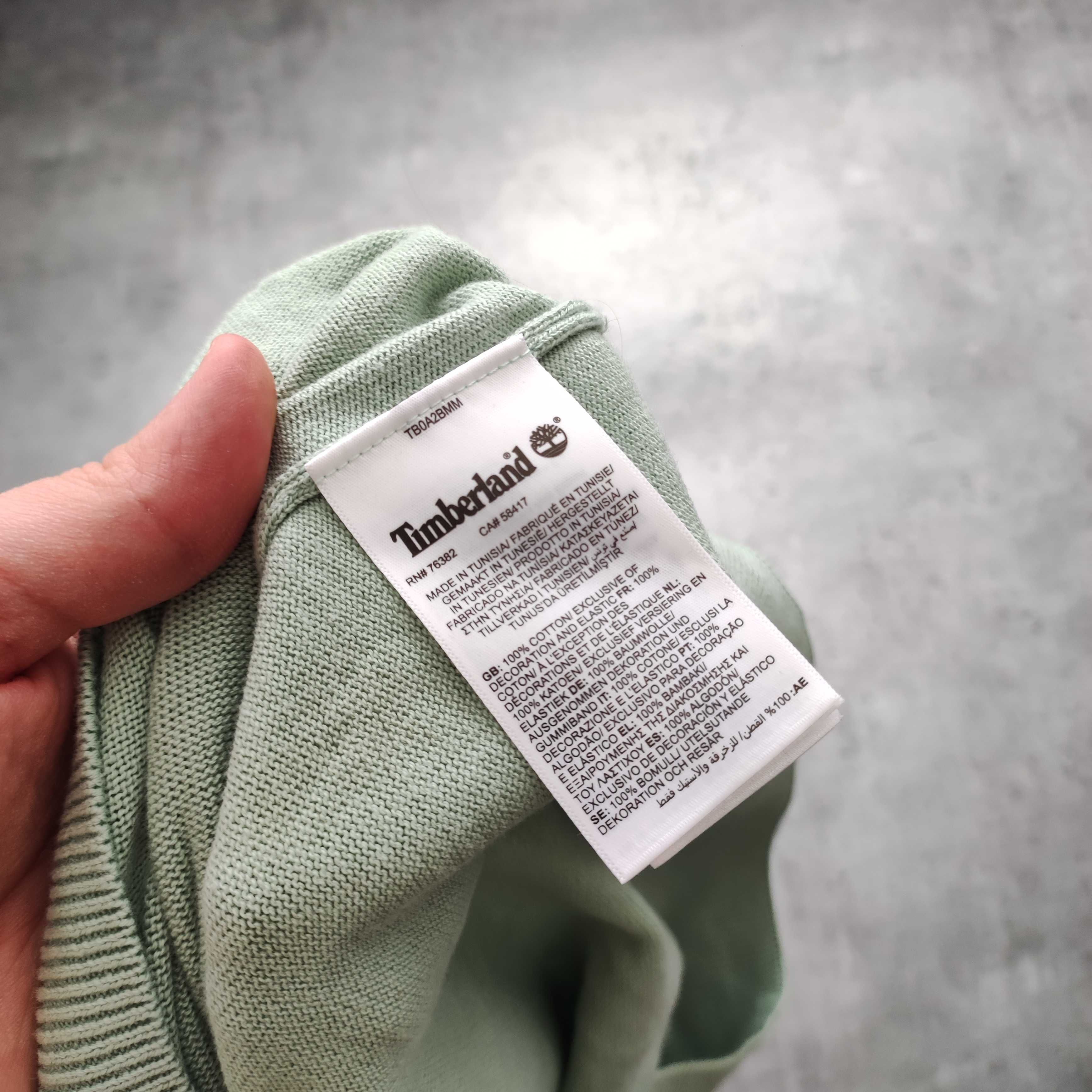 MĘSKI Elegancki PREMIUM Sweter Mięta Bawełna Timberland Haft Logo