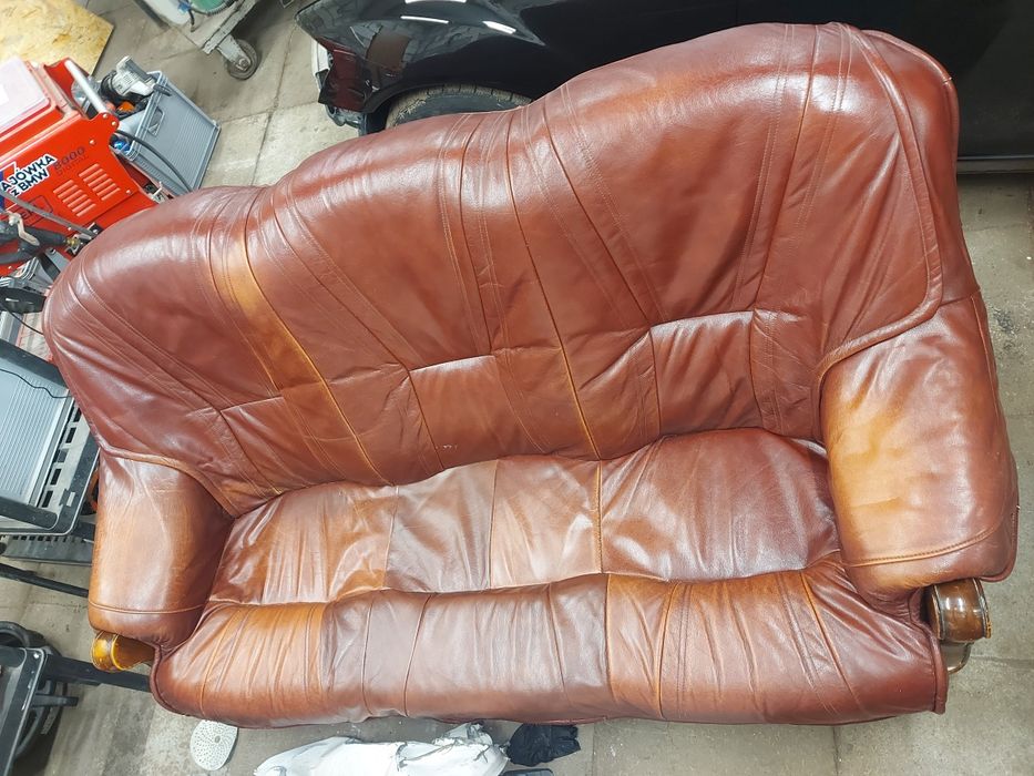 Sofa skórzana drewno