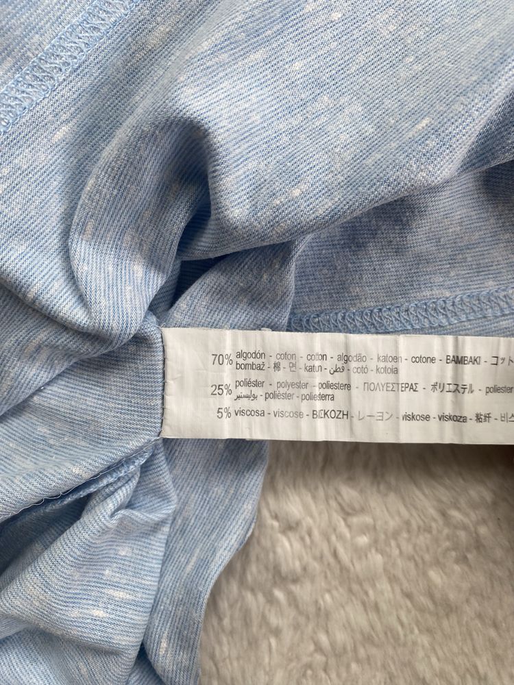 Zara błękitny t-shirt koszulka z krótkim rękawem