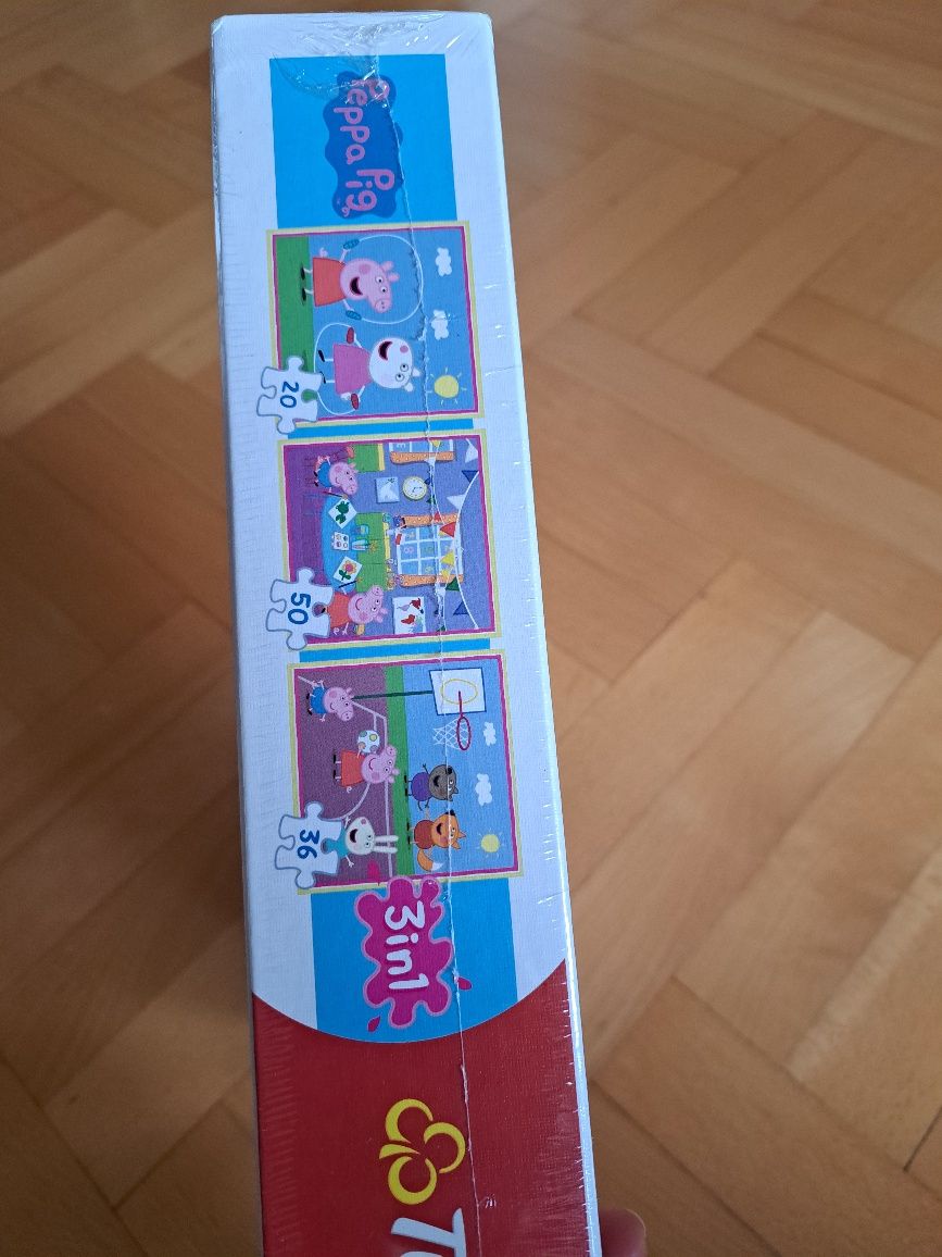 Nowe ofoliowane puzle Peppa Pig + pluszak GRATIS