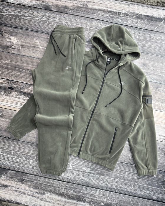 Чоловічий флісовий теплий костюм nike хакі, сірий L,XL,XXL,3XL,4XL