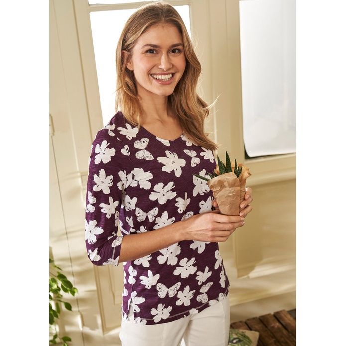 bawełniana bluzka z kwiatowym wzorem 44-46