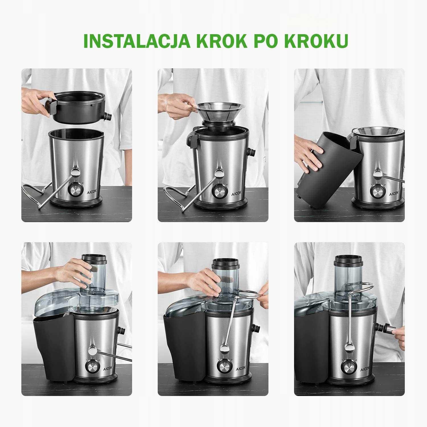 Sokowirówka do warzyw i owoców Aicok GS-328L  DUŻA MOC 800W