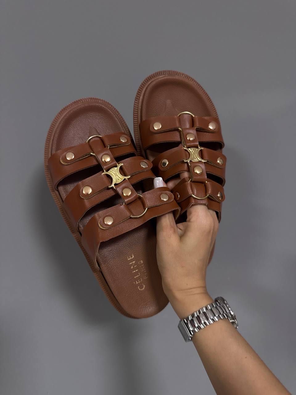Сандалі Celine Tippi Slides Ginger / тапочки Целін Тіппі коричневі