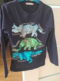 Longsleeve koszulka H&M dinozaur cekiny interaktywna 122 128 jak nowa