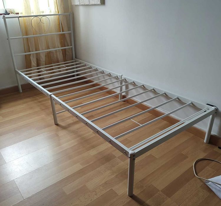 Estrutura de cama com cabeceira - branco - 206x90 cm