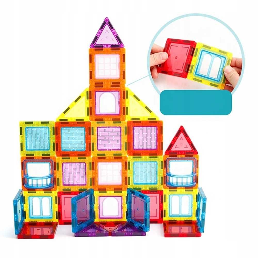 Klocki magnetyczne 3D konstrukcyjne edukacyjne 70 dużych elementów
