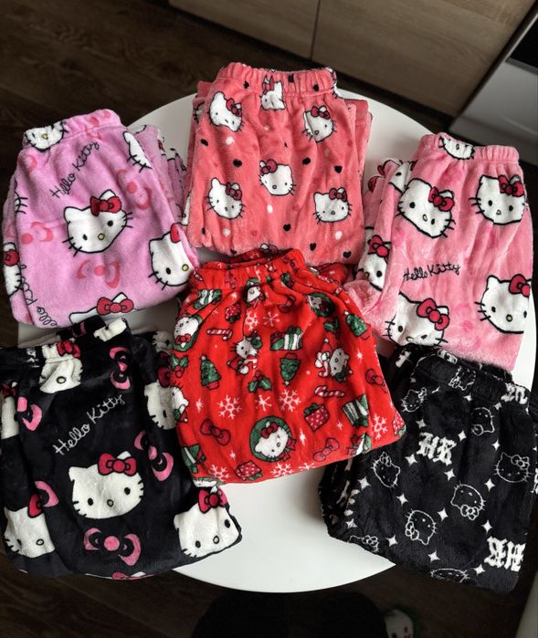 Теплі мʼякі плюшеві піжамні штані hello kitty s-xl