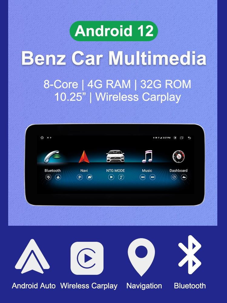 Rádio Android Mercedes classe C V GLC 10,25" 8Core 4/32GB 4G GPS novo