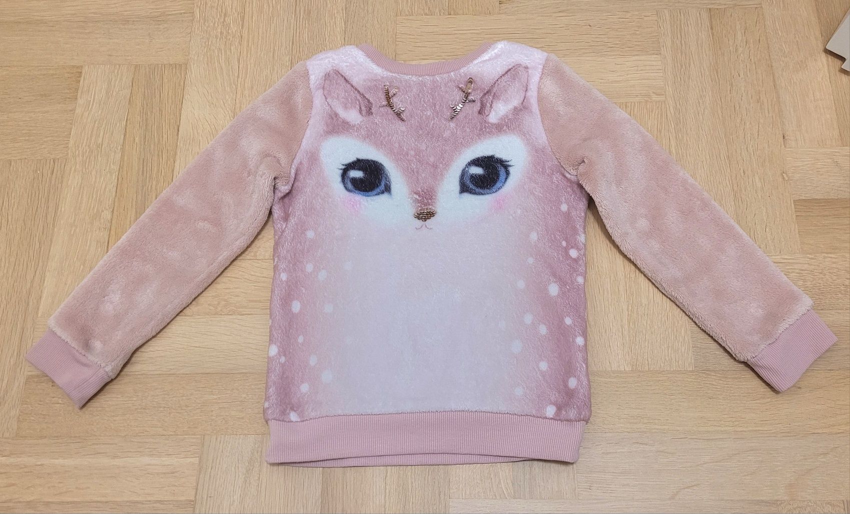 Bluza H&M 116 sweter jelonek sarenka ciepły miś polar