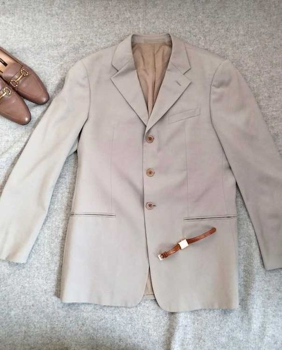 Szałwiowa marynarka wełniana jednorzędowa oversize Armani Collezioni