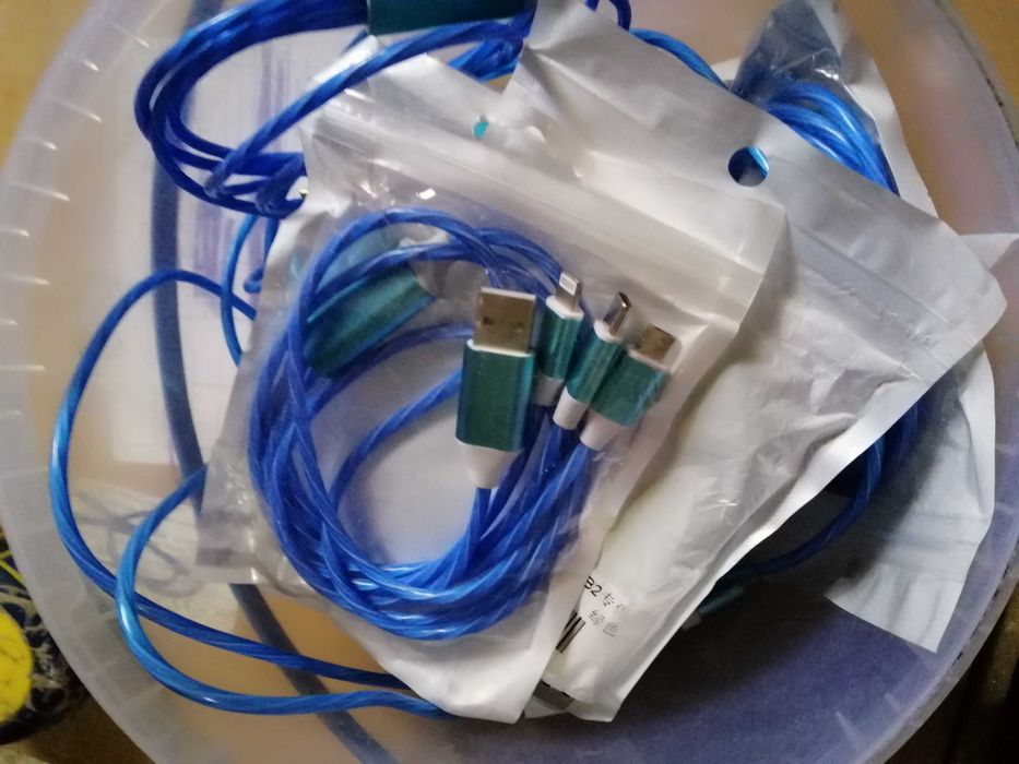 Светящийся USB кабель для быстрой зарядки 3 в 1