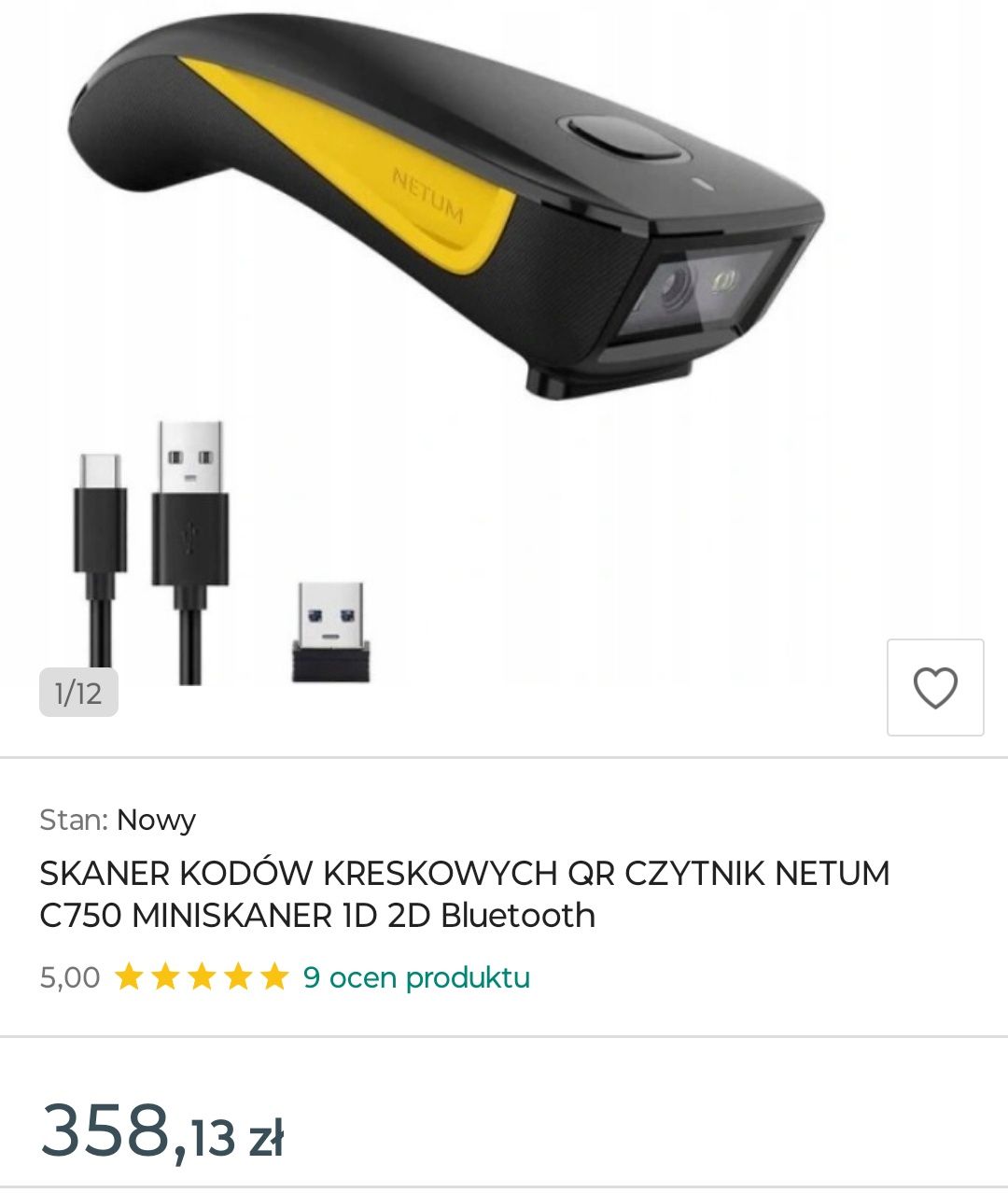 Skaner kodów kreskowych czytnik